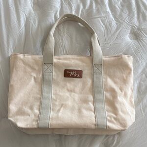 The Mrs. Canvas Tote with Cream Handles